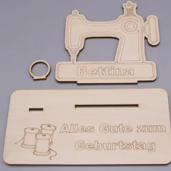 Online Geldgeschenk Nähmaschine - aus Holz personalisiert Geldgeschenke