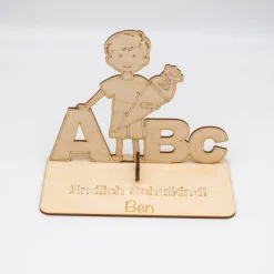 Outlet Geldgeschenk Schulanfang Junge - aus Holz personalisiert Kinder Einschulung