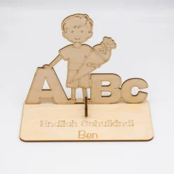 Outlet Geldgeschenk Schulanfang Junge - aus Holz personalisiert Kinder Einschulung