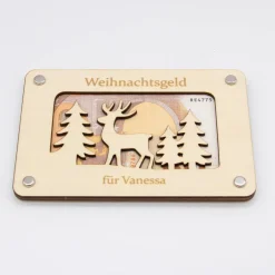 Sale Geldgeschenk Weihnachten aus Holz – Weihnachtsgeld - Winterlandschaft-personalisiert Geldgeschenke