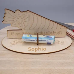 Clearance Geldgeschenk Zuckertüte - aus Holz personalisiert Kinder Einschulung