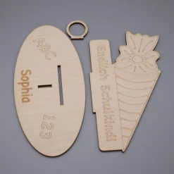 Clearance Geldgeschenk Zuckertüte - aus Holz personalisiert Kinder Einschulung