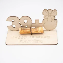 Online Geldgeschenk zum 40 Geburtstag - aus Holz personalisiert Geldgeschenke