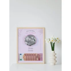 Outlet Geldgeschenk zur Geburt - deine erste Million | Geburtsgeschenk Geld personalisiert | personalisiertes Geschenk Geburt | Dekoration