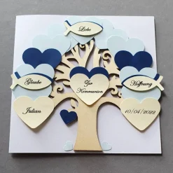 Best Geldgeschenk zur Kommunion, Karte zur Kommunion Junge,Geschenk Kommunion Junge, Klappkarte, personalisiert Glückwunschkarten