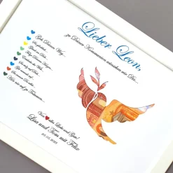 Clearance Geldgeschenk zur Kommunion, Kommunionsgeschenk Mädchen und Jungen, Geschenk Kommunion, Bilderrahmen Friedenstaube Geldgeschenke