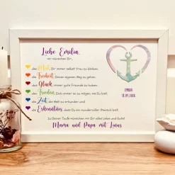 Sale Geldgeschenk zur Taufe für Mädchen und Jungen - Taufgeschenk personalisiert Namen & Datum - Bilderrahmen Geldgeschenke