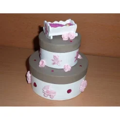 Sale Geldgeschenkverpackung Torte mit Wiege und Baby - rosa-weiß-braun Geldgeschenke