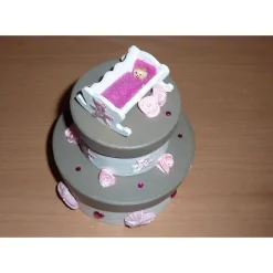 Sale Geldgeschenkverpackung Torte mit Wiege und Baby - rosa-weiß-braun Geldgeschenke