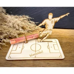 Geschenke|WoodyfyKreativ Geldscheinhalter Fußballspieler, Geldgeschenk, Geburtstag, Wunschtext, Personalisierbar