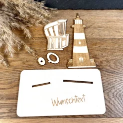 Outlet Geldscheinhalter Leuchtturm, Strandkorb, Ostsee, Geldgeschenk, Geburtstag, Geschenk, Wunschtext, Personalisierbar Geschenke