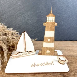Best Geldscheinhalter Leuchtturm, Segelboot, Ostsee, Geldgeschenk, Geburtstag, Geschenk, Wunschtext, Personalisierbar Geschenke