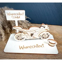 Clearance Geldscheinhalter Motorrad, Rennmaschine, Geburtstag, Führerschein, Geschenk, Wunschtext, Personalisierbar Geschenke