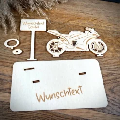 Clearance Geldscheinhalter Motorrad, Rennmaschine, Geburtstag, Führerschein, Geschenk, Wunschtext, Personalisierbar Geschenke