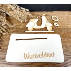 Online Geldscheinhalter Roller, Vespa, Geburtstag, Führerschein, Geschenk, Wunschtext, Personalisierbar Geschenke