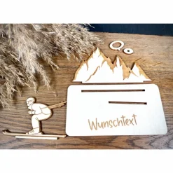 New Geldscheinhalter Ski, Skifahrer, Skiurlaub, Berge, Winterurlaub, Urlaub, Geldgeschenk, Geburtstag, Geschenk, Wunschtext, Geschenke