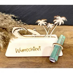 New Geldscheinhalter Urlaub, Insel, Surfen, Geldgeschenk, Geburtstag, Geschenk, Wunschtext, Personalisierbar Geschenke