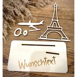 New Geldscheinhalter Urlaub, Paris, Eiffelturm, Frankreich, Weltreise, Fliegen, Geldgeschenk, Geburtstag, Geschenk, Wunschte Geschenke
