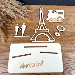 Best Geldscheinhalter Urlaub, Paris, Eiffelturm, Frankreich, Zug, Bahn, Geldgeschenk, Geburtstag, Geschenk, Wunschtext, Perso Geschenke