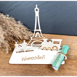 Best Geldscheinhalter Urlaub, Paris, Eiffelturm, Frankreich, Zug, Bahn, Geldgeschenk, Geburtstag, Geschenk, Wunschtext, Perso Geschenke