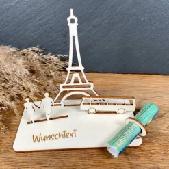 New Geldscheinhalter Urlaub, Paris, Eiffelturm, Frankreich, Weltreise, Bus, Geldgeschenk, Geburtstag, Geschenk, Wunschtext, Geschenke