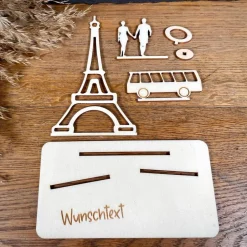 New Geldscheinhalter Urlaub, Paris, Eiffelturm, Frankreich, Weltreise, Bus, Geldgeschenk, Geburtstag, Geschenk, Wunschtext, Geschenke