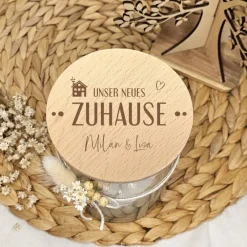 Sale Geschenk Einzug neues Zuhause personalisiert mit Namen Naschglas Aufbewahrungsglas Süßigkeiten Geschenkverpackungen