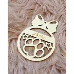 Discount Geschenk für Hundebesitzer & Katzenbesitzer | Christbaumkugel aus Holz | Geschenk für Hundemamas | Weihnachtskugel Pfote Baumschmuck Personalisierbar