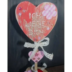 Sale Geschenk Valentinstag ICH LIEBE DICH abstrakt gestalteter Herzaufsteller aus Holz m. Acrylfarbe im Shabby-Stil gestaltet Valentinstagsgeschenke
