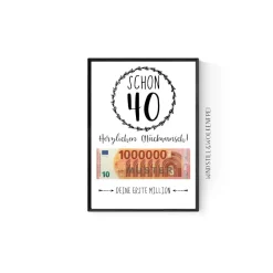 Best Geschenk zum 40.Geburtstag | Geldgeschenk | Poster| Vierzig | Vierzigster | Geldgeschenke