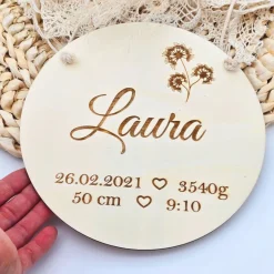 Sale Geschenk zur Geburt | Namensschild mit Geburtsdaten | Personalisiertes Holzschild mit Name |Geschenk zur Taufe | Deko Geschenke
