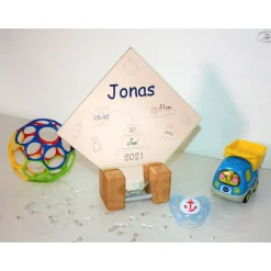 Geschenke|Hübsches Aus Holz Geschenk zur Geburt, personalisiertes Geburtsgeschenk, Babygeschenk, Taufe, Spiegel mit Holz-Standfuß