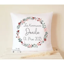 Geschenke|Die Farbkleckserei 123 Geschenk zur Kommunion, Kissen personalisiert Monogramm, Kommuniongeschenk, Geschenk zur Konfirmation