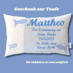 Best Geschenk zur Taufe oder Geburt Namenskissen personalisiertes Kissen für Jungen und Mädchen Kommuniongeschenk Geschenke