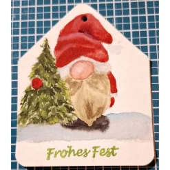 Discount Geschenkanhänger 5 Stück Wichtel zu Weihnachten handgemalt Geschenkeanhänger