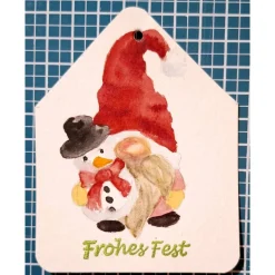 Discount Geschenkanhänger 5 Stück Wichtel zu Weihnachten handgemalt Geschenkeanhänger