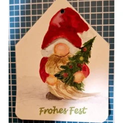 Discount Geschenkanhänger 5 Stück Wichtel zu Weihnachten handgemalt Geschenkeanhänger