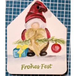 Discount Geschenkanhänger 5 Stück Wichtel zu Weihnachten handgemalt Geschenkeanhänger