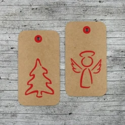 Geschenkeanhänger|ZWEIFARBIG Geschenkanhänger **Baum+Engel** 6er Set von Kraftpapier Weihnachten Baum Anhänger Dekoration Engel Geschenk