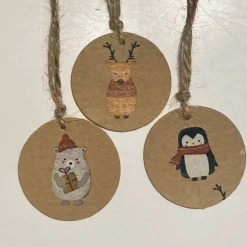 Best Geschenkanhänger Wintermotive – 10er Set, Natur, 4,5cm, Juteband, 3 Motive Geschenkeanhänger