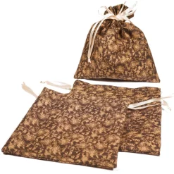 Sale Geschenkbeutel Blümchen braun – Baumwolle, waschbar, 19x19,5cm, Tunnelzug Geschenkverpackungen