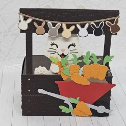 Hot Geschenkbox Osterhase | Handgefertigt | Rote Schubkarre & Möhren | Box für Geld & Gutscheine | Mit abnehmbarem Anhänger Geschenkverpackungen