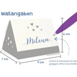 Tischdekoration|KuschelICH Geschenkbox zum Befüllen - Gastgeschenk - auch als Tischkarte nutzbar - grau-weiß