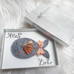 Best Geschenkbox/Geldgeschenkbox Fisch zur Taufe/Kommunion/Konfirmation/Firmung Geldgeschenke