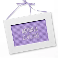 Outlet Geschenkeset  Türschild blau Rosa Grün Lila mit Namen - Personalisiertes Geschenk mit Rapskissen Herz und Bilderrahmen f Accessoires