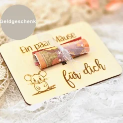 Best Geschenkidee aus Holz | Karte aus Holz | Holzgrußkarte | Geldgeschenk Geburtstag | Ein paar Mäuse für dich Geldgeschenke