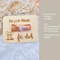 Best Geschenkidee aus Holz | Karte aus Holz | Holzgrußkarte | Geldgeschenk Geburtstag | Ein paar Mäuse für dich Geldgeschenke