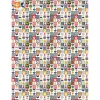 Sale Geschenkpapier Meer-Patchwork, 10 Bogen mit stilisierten Fischen und Blumen als Karo Geschenkverpackungen