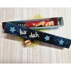 Outlet Geschenkschachtel für Schokoriegel – Handgemachte blaue Geschenkverpackung Geschenkverpackungen