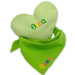 Online Geschenkset bestehend aus Herzkissen + Halstuch mit Namen personalisiertes Geschenk zur Geburt Taufe Geburtstagsgeschenk Accessoires